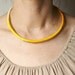 fiber necklace Yellow singleHand wrapped necklace made of cotton thread and string Etno fiber jewelry African style necklace