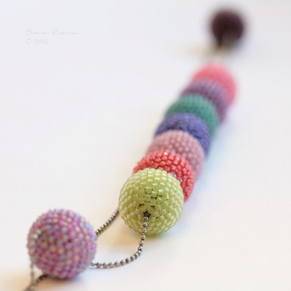 Pink Purple and Multicolored Necklace Beaded Beads