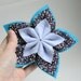 Blue Flower Brooch Big Purple Kanzashi Fabric