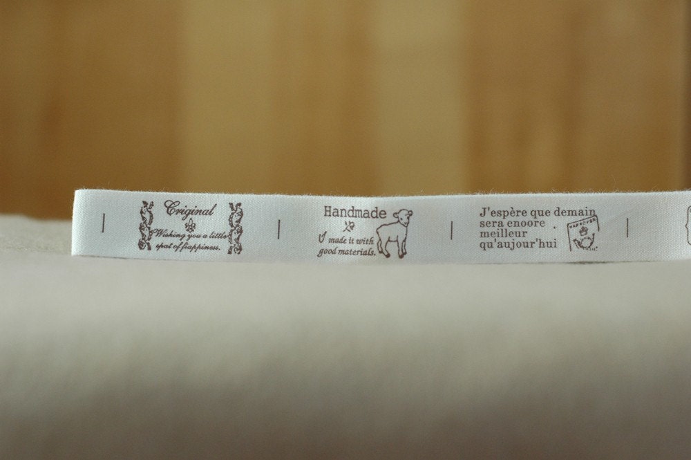 Stamps, Handmade, Post Stamps and French Wording Fabric Labels