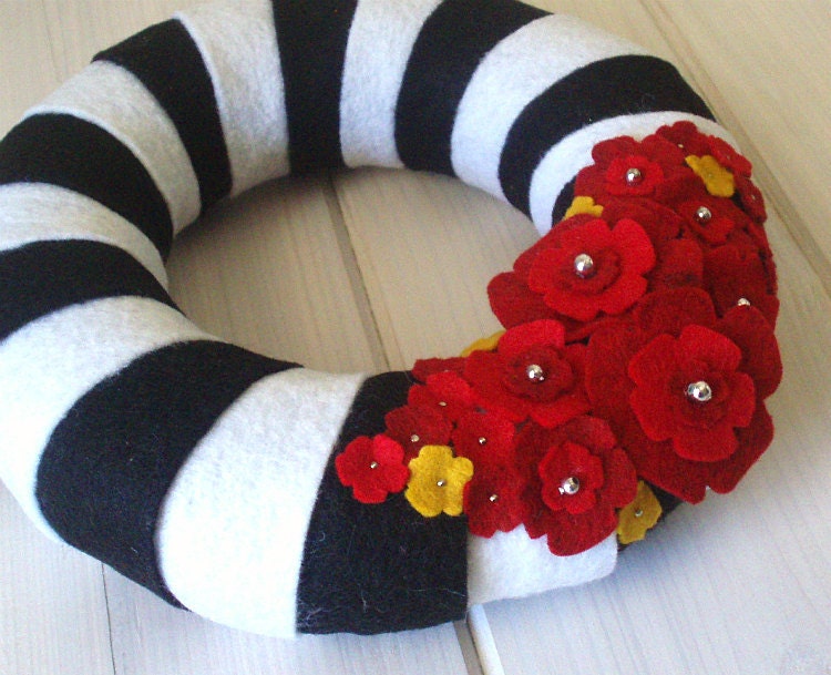 Wreath Felt Handmade Door Decoration - Technicolor 8in