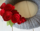 Yarn Wreath Felt Handmade Door Decoration - Classic Romance 12in