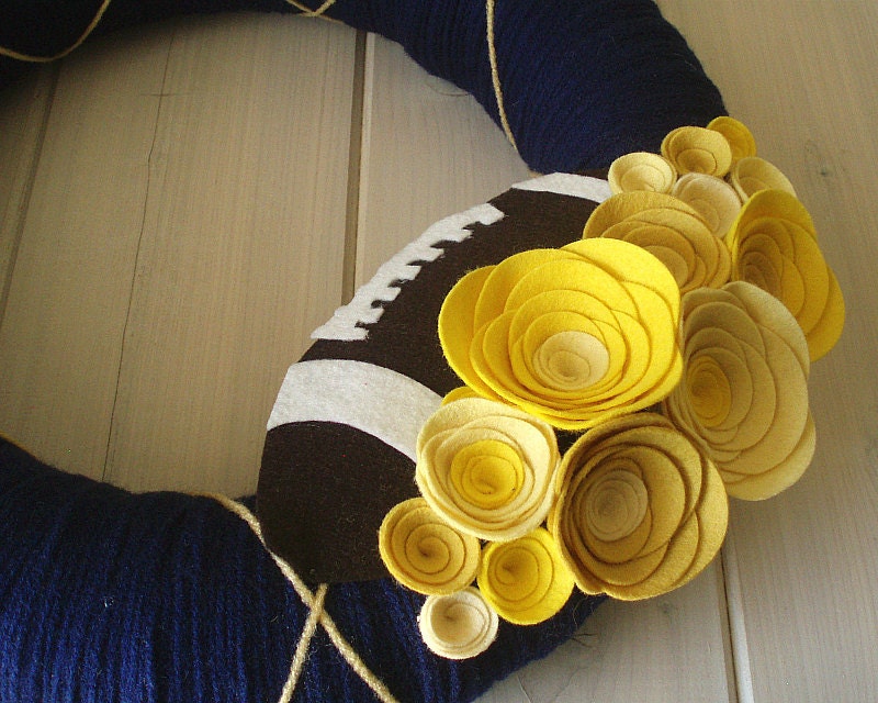 Yarn Wreath Felt Handmade Door Decoration - Game On 12in