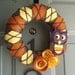 Yarn Wreath Felt Handmade Door Decoration - Argyle Owl 8in