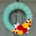 Yarn Wreath Felt Handmade Door Decoration - Bright Blooms 12in