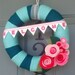 Yarn Wreath Handmade Front Door - Bubblegum 12in.