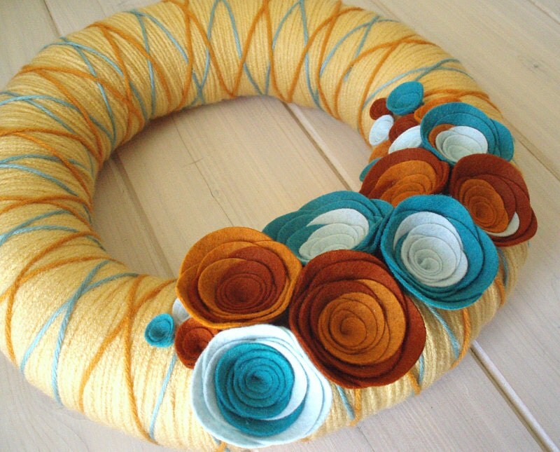 Yarn Wreath Felt Handmade Door Decoration - Crossing The Line 12in