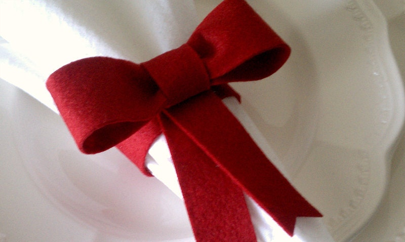 Napkin Rings Set of 4 - Bow Holiday
