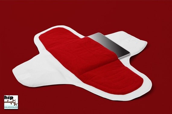 iMaxi - The Apple iPad Cover/Case with Protective Wings - White/Red - Pad Stitching