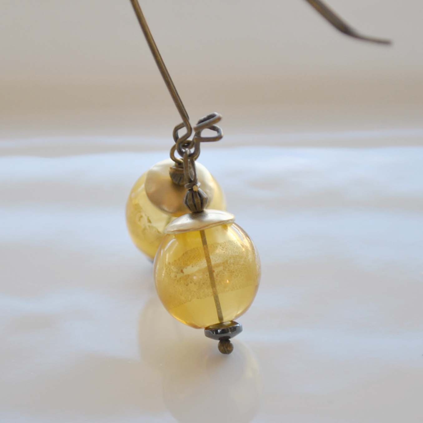 Gold Hollow Glass Earrings - bstrung Gold Hollow Glass Earrings - bstrung