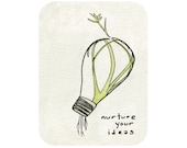 Nurture Your Ideas Art Print - Motivational Art - Inspiration Art - Workspace Decor - Plant in Lightbulb - Studio Wall Art