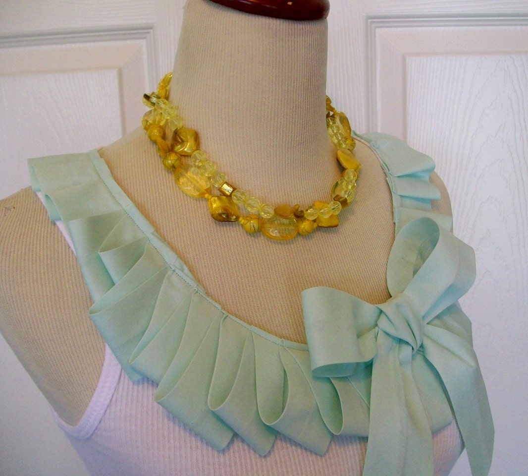 Special Listing Embellished Tank Top with Mint Green Sea Foam Ruffle and Bow