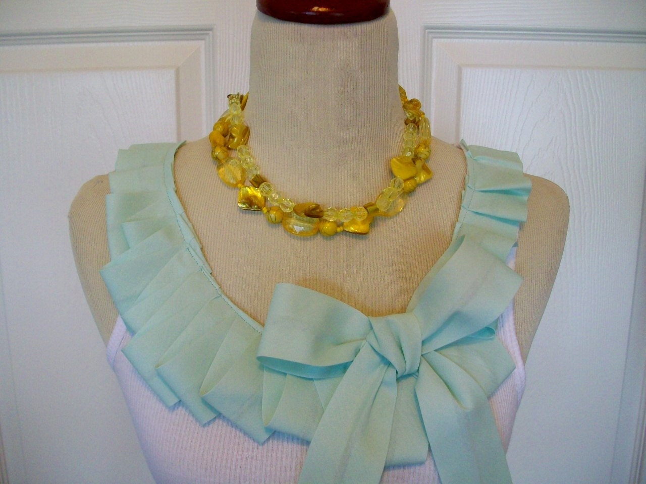 Special Listing Embellished Tank Top with Mint Green Sea Foam Ruffle and Bow