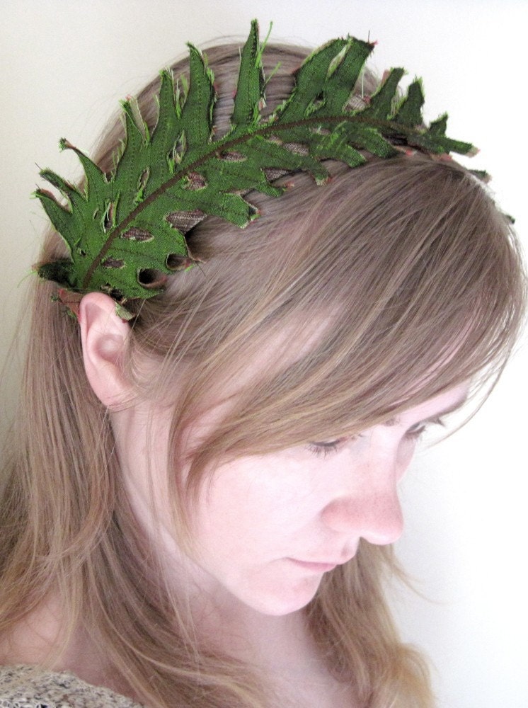 Fern Headband in Green Silk