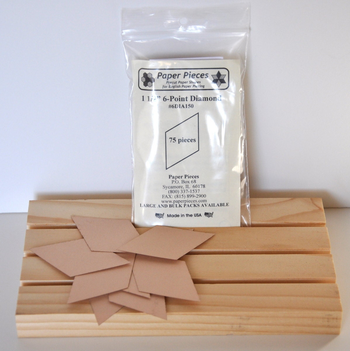 6 Point Diamond Paper Pieces for English Paper Piecing 1 1/2"