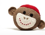 Crochet Sock Monkey Pillow