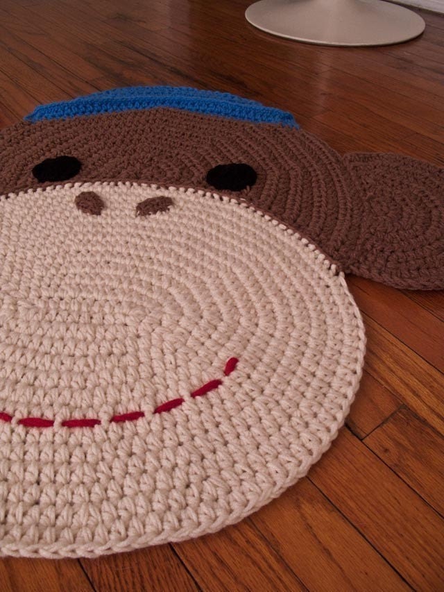 Crochet Sock Monkey Rug