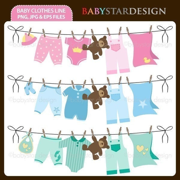 Baby Clothes Line Digital Clipart INSTANT DOWNLOAD