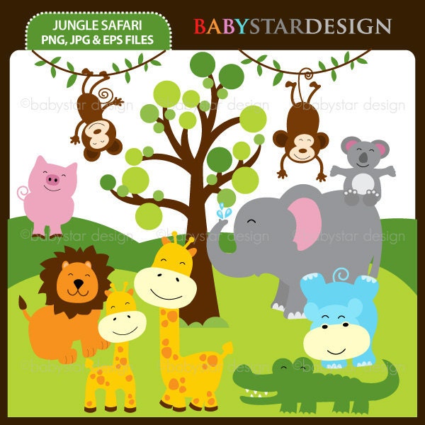 Jungle Safari Digital Clipart INSTANT DOWNLOAD