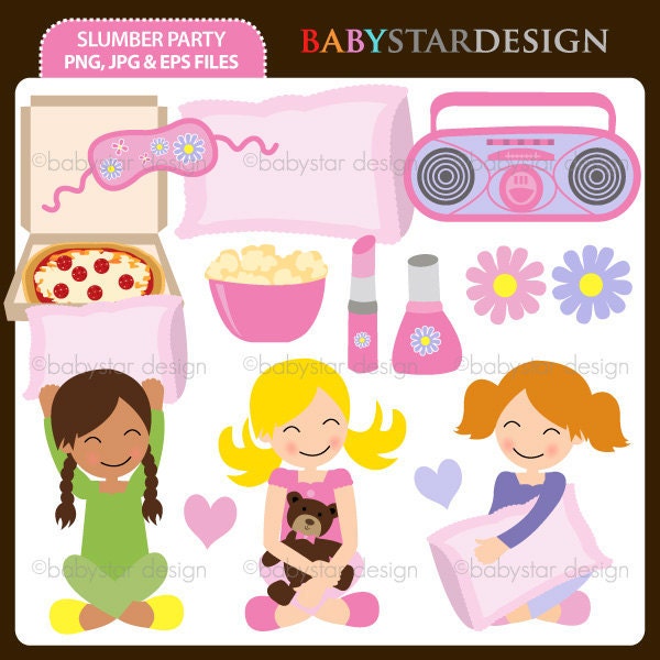 Slumber Party Clip Art Set INSTANT DOWNLOAD