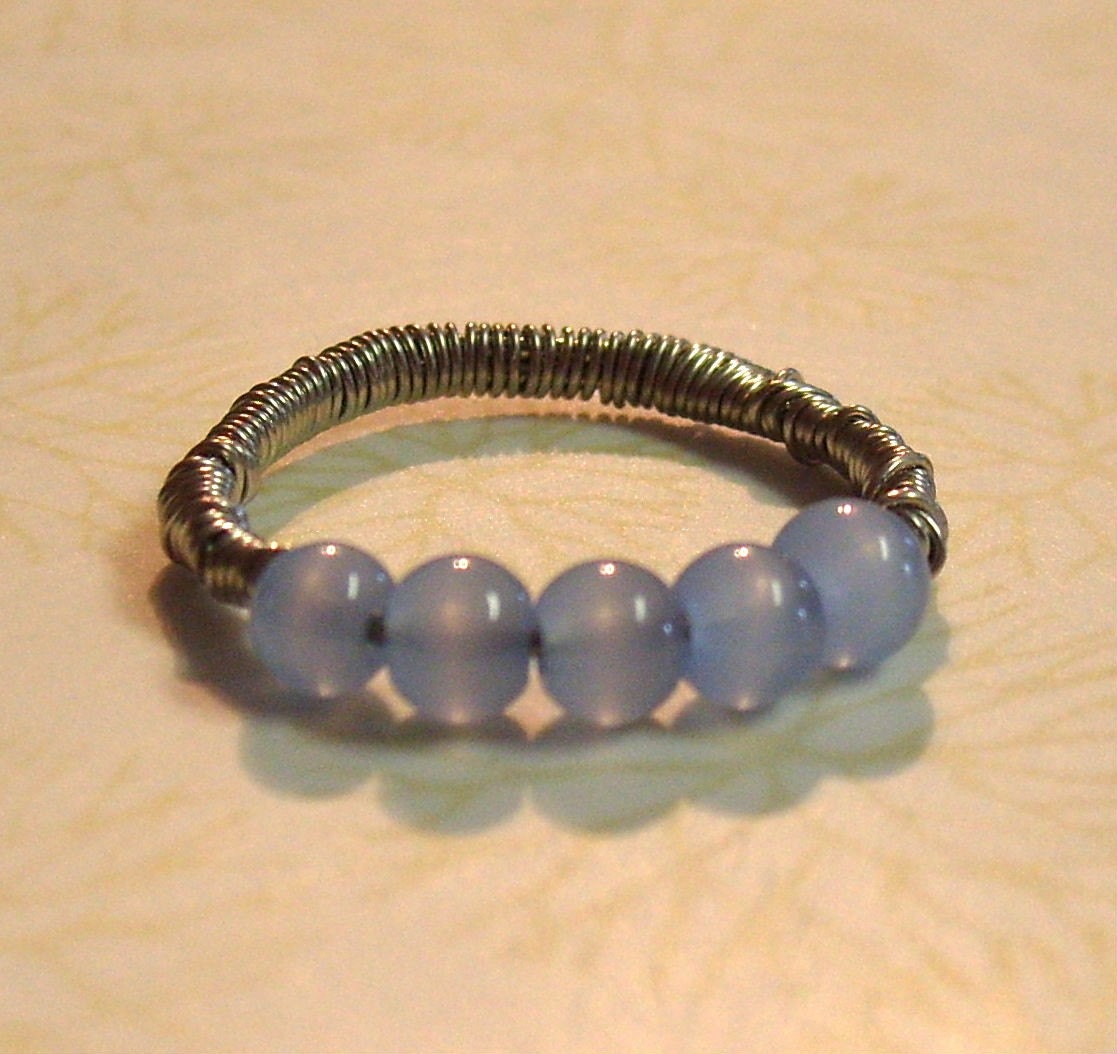 Blue Beaded Ring