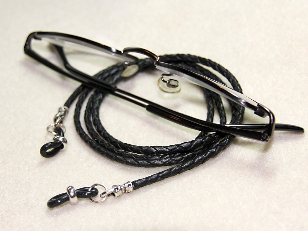 Leather Eyeglass Leash for Men or Women in Black by CreativeGypsy