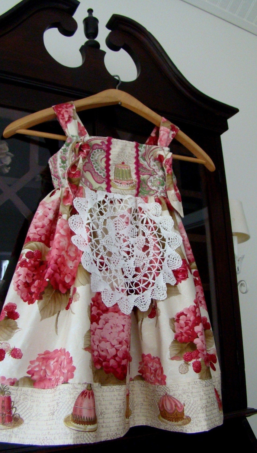Raspberry Genoise girl's hydrangea knot dress