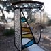 Textured Stained Glass Art and Abstract Mixed Media Art Suncatcher with Copper Hanger and Gold and Turquoise Glass - Neolithic Expressions