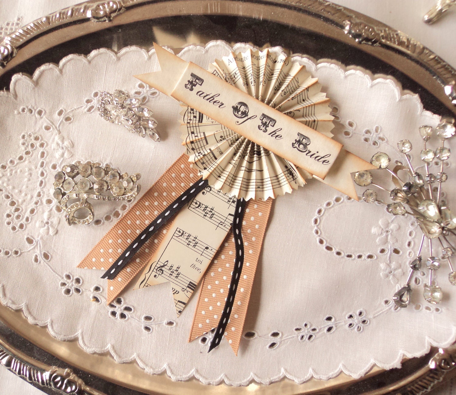 Boutonniere de Musique.  Custom Hand Crafted Antique Sheet Music Cocarde Boutonnieres