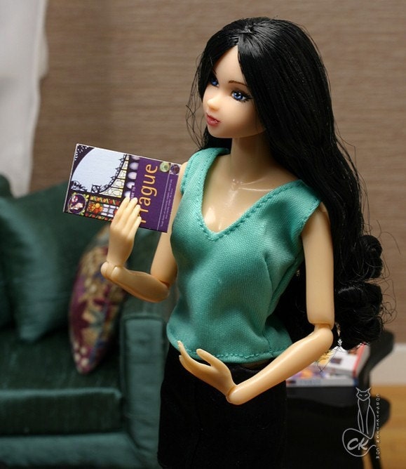 Prague travel guide miniature book for Momoko Blythe Fashion Royalty playscale 1/6 scale
