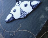 OOAK Hand Drawn Two-headed Bird Necklace - Gandaberunda Bird