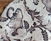 ALICE AMONG the VINES - Alice In Wonderland Wall Art - Ceramic Wall Hanging - Room Decor in Sepia / Brown