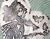 Ceramic Wall Hanging / Keepsake in Chocolate Brown -- Alice in Wonderland -- The Queen of Hearts Heart