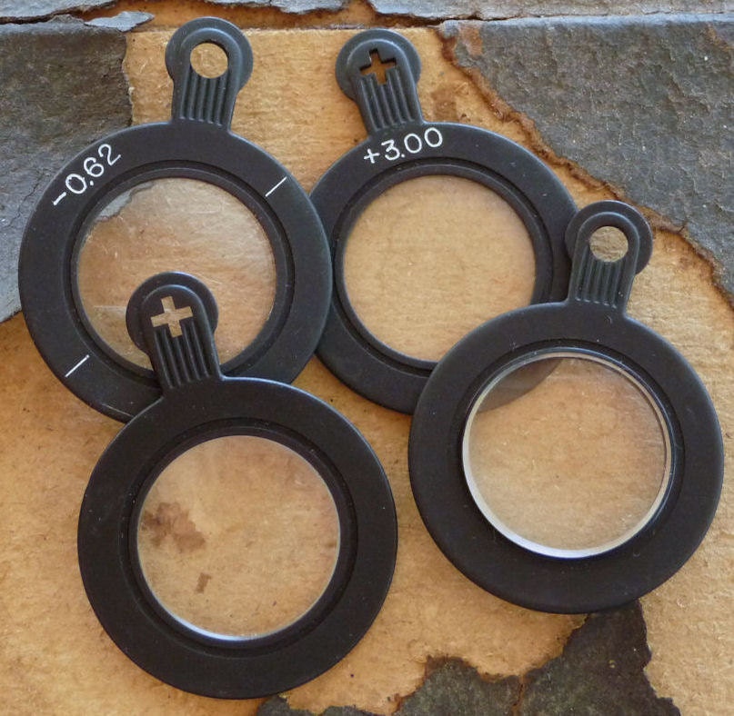 Four (4) Antique Optical Opticial Trial Lens with Black Metal Frame Optometrist Lens for Altered Art Mixed Media