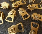 SIX (6) Brass ZIPPER PULLS Vintage Sewing Supplies