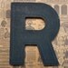 RESERVED -- Vintage Alphabet Black Plastic Letter Signage Primitive Sign Marker Tag Sign R
