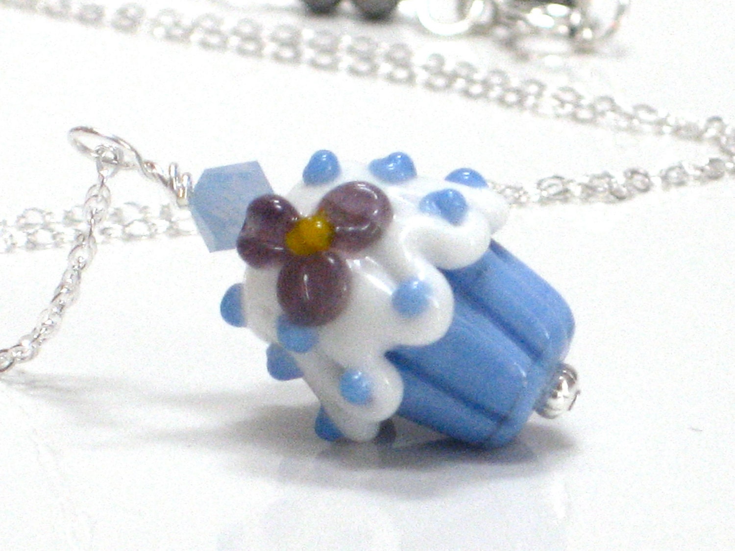 Cupcake Necklace, Blue Cupcake Pendant Diabetes Awareness JDRF Donations DOC Treat