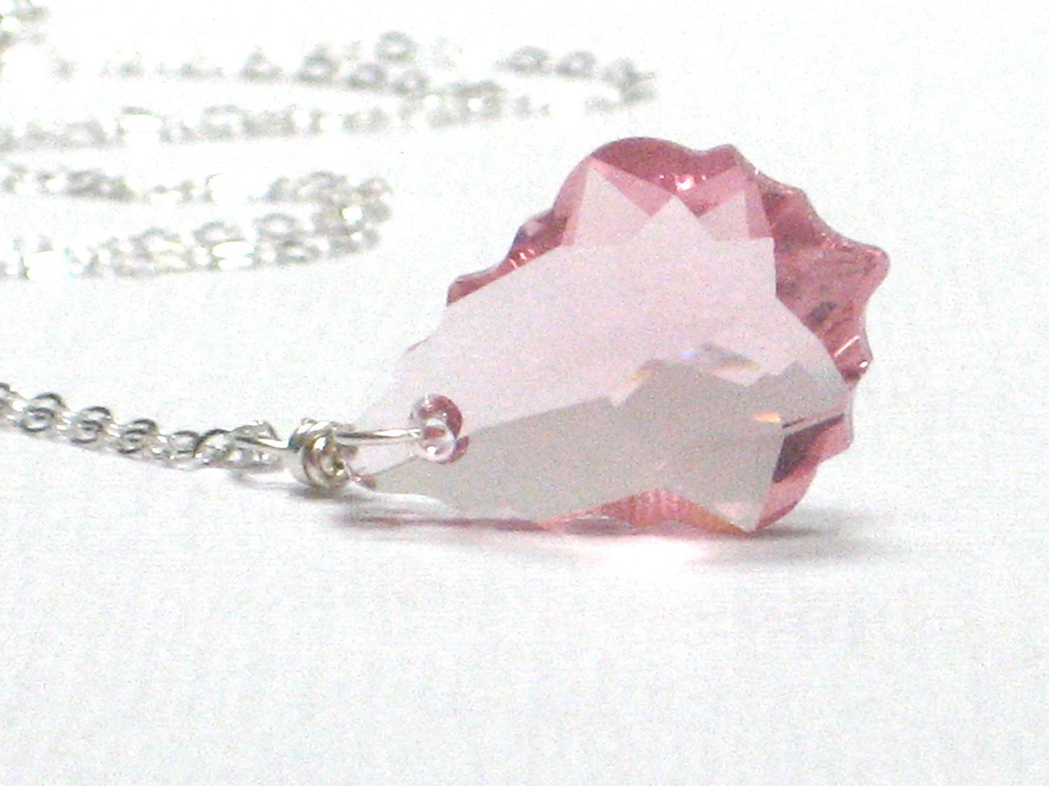 Pink Swarovski Pendant, Sterling Silver Necklace October Birthday, Pink Necklace, Rose, Summer Fashion  - Romantic - CCARIA