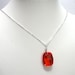 Swarovski Red Pendant, July Birthday Red Crystal Minimalist Necklace Sterling Silver Square Bright Bold Summer- Red Hot