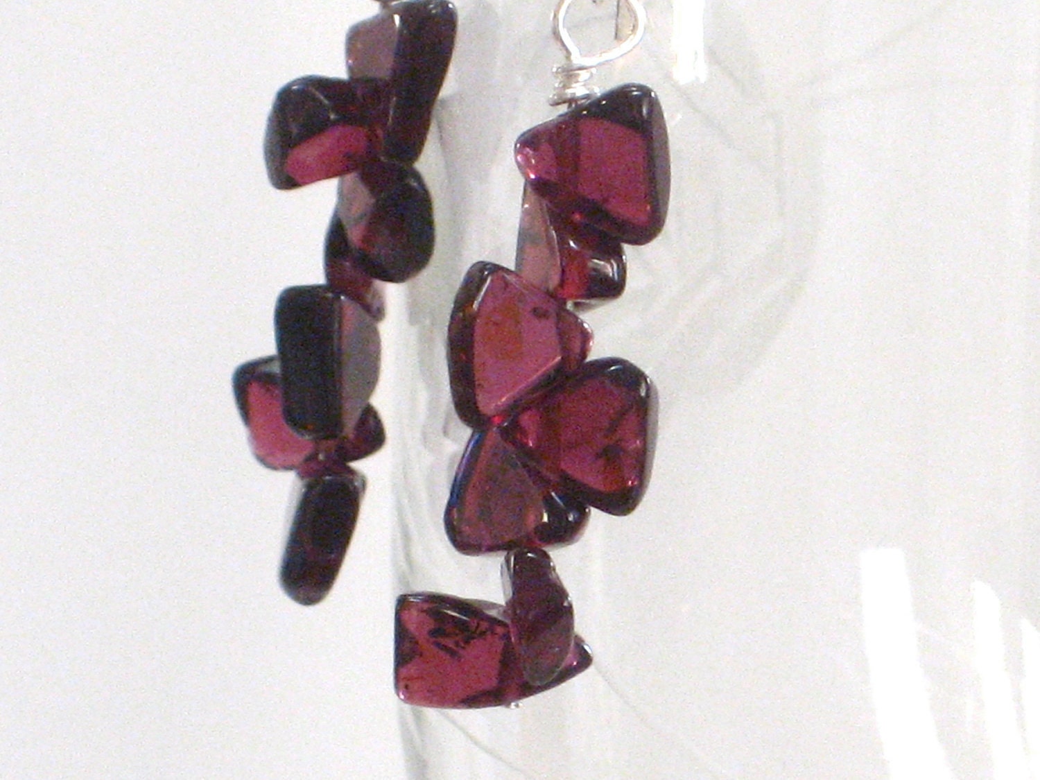 Garnet Earrings, Dark Red Long Dangle Earrings January Birthstone Fall Fashion Under 20 - Bordeaux