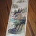 Vintage Bamboo Oriental Mountain Waterfall Scenery Painted Wall Hanging