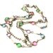 Vintage Silver Tone White Faux Pearl and Rainbow Pastel Faceted Lucite Crystal Bezel Set Open Back Double Strand Necklace