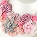 Bridal Statement Necklace Blush Pink with Handmade Satin Flowers and Aurora Borealis Repurposed Brooch - Passion for Pink