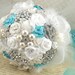 Brooch Bouquet Wedding Bouquet Bridal Bouquet in Ivory, Tiffany Blue and White