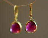 Little fuchsia glass earrings