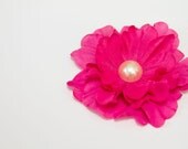 Hot Pink Azalea, Hand Embellished Flower Hair Clip