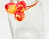 OOAK - Ranunculus Flower Headband in Nectarine, Coral Orange and Yellow