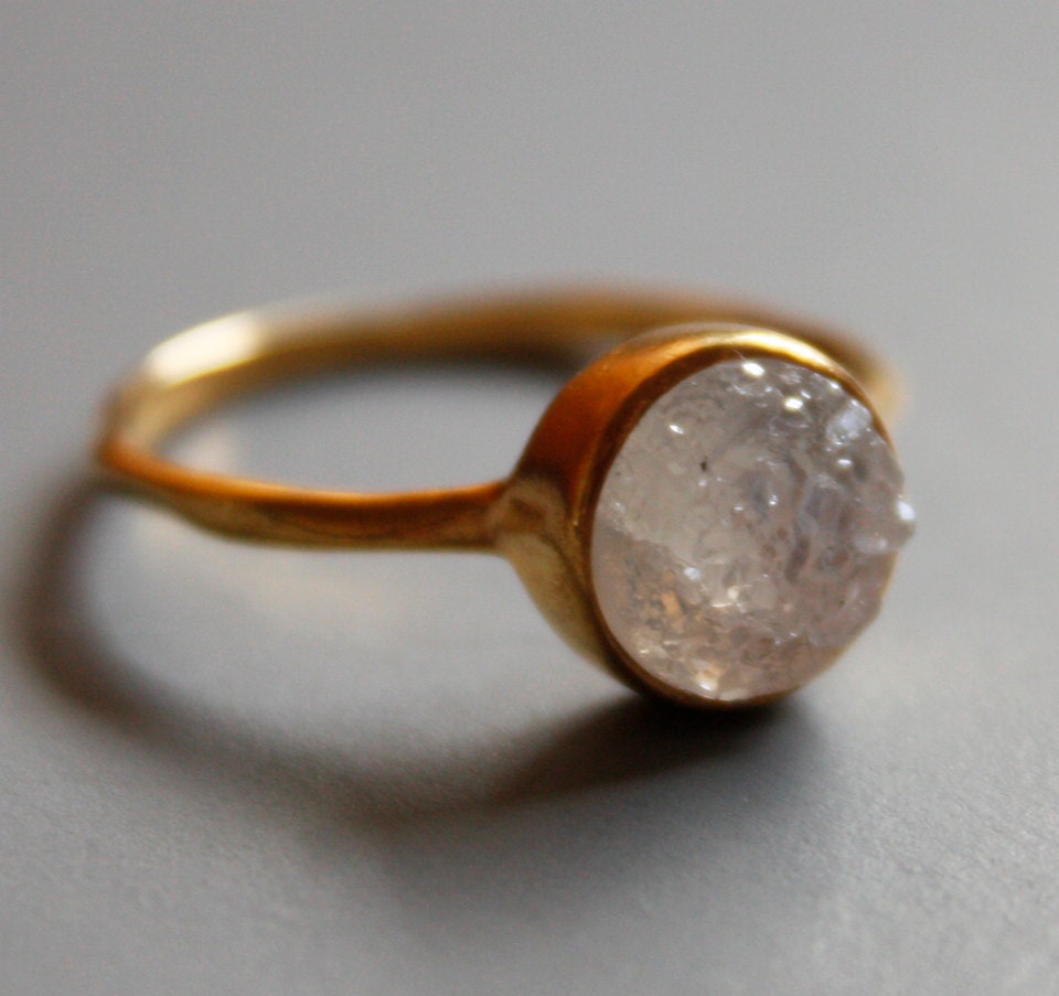 Gemstone Ring - Druzy Ring - Round Shape - Stacking Ring