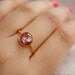 Gold Pink Quartz Ring - Gemstone Ring - Stacking Ring, Brilliant Round Cut
