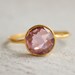 Gold Pink Quartz Ring - Gemstone Ring - Stacking Ring, Brilliant Round Cut